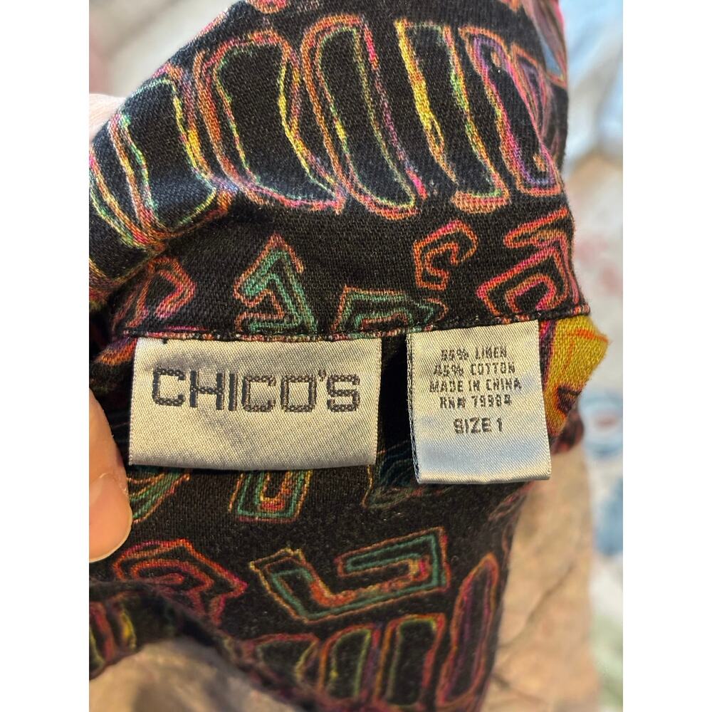 Chicos Giraffe Safari Zip Jacket Sz 1 Wo linen blend southwestern tribal novelty - Picture 8 of 9